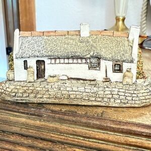 Vintage hand painted Cottage Figurine in Cream and Tan.